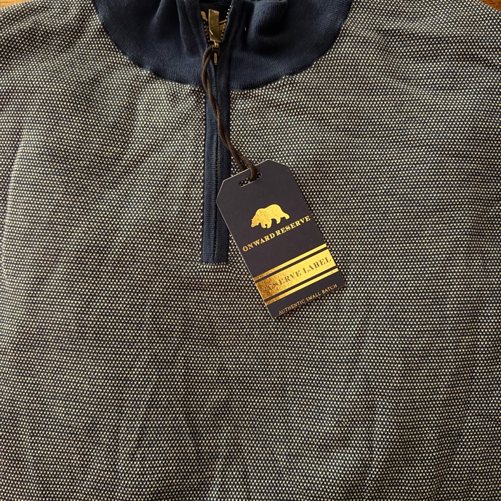 Onward Reserved Navy and Gray Zip-Up Sweater